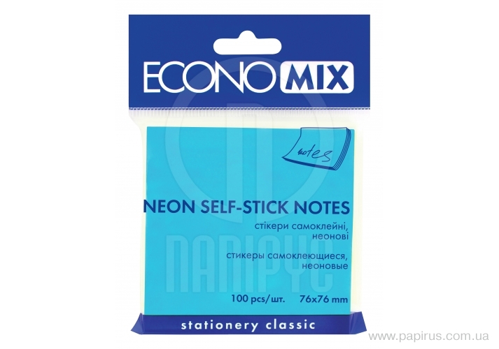 Паперовий блок для нотаток ECONOMIX з липким шаром 75*75*100 (E20944-11)